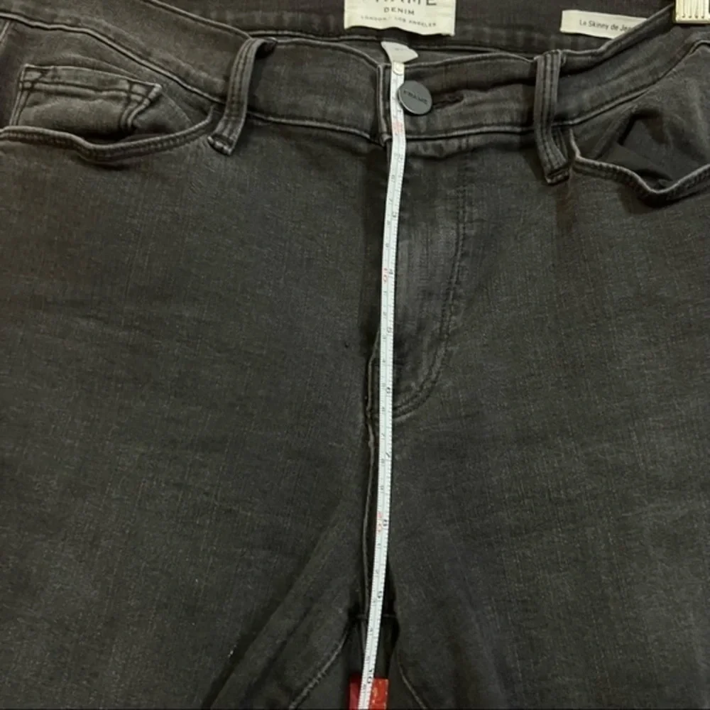 FRAME DENIM Le Skinny De Jeanne Black Ripped Knees Fray Hem Jeans Denim 31 - Picture 8 of 10